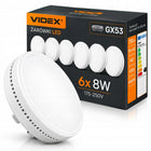 6x Żarówka LED GX53 8W 730lm 4000K Neutralna Biały Nie Mruga Mocna Wydajna do plafonów i opraw meblowych, okrągły