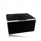Koszyk z pokrywą Box Rattan czarny organizer pojemnik na drobiazgi, uniwersalny, 6 l, tworzywo sztuczne, 32,5 × 40,5 ×