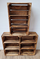 Drewniana skrzynka, opalany organizer z 2 półkami, 60x40x20 cm, styl loft pojemnik dekoracyjny do przechowywania