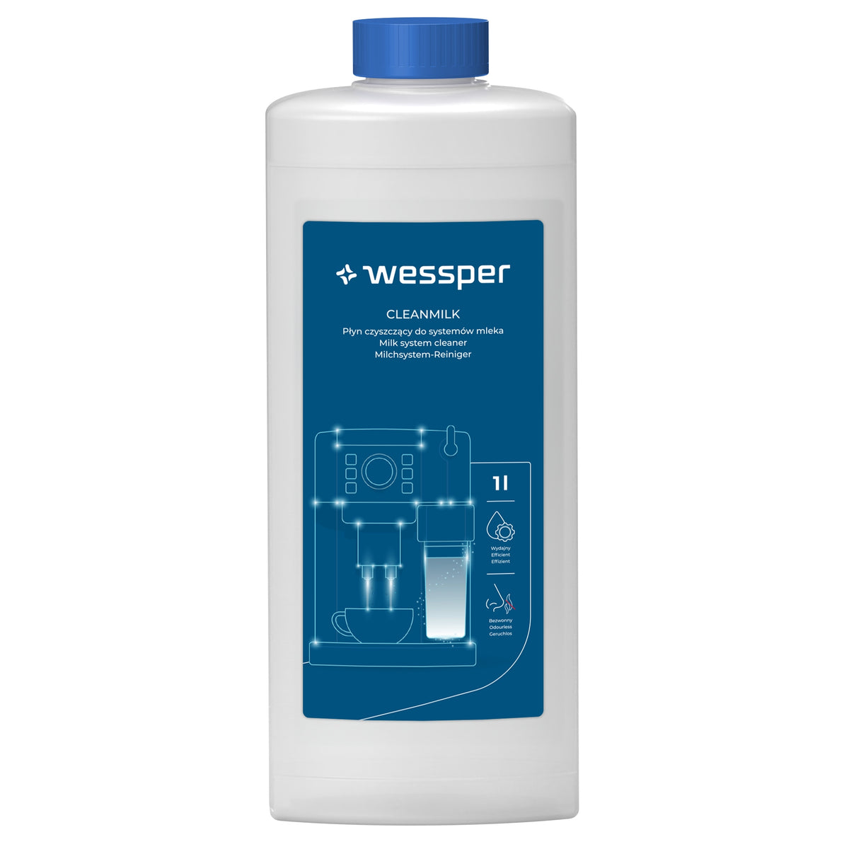 Wessper CleanMilk 1l płyn do czyszczenia systemu mleka w ekspresie do kawy środek czyszczący