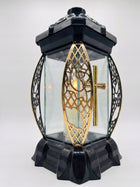 Znicz szklany czarny duży kapliczka lampion na grób cmentarz Złoty Krzyż ozdoba nagrobna, wysokość 25 cm