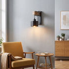Kinkiet ścienny ruchomy E27 lampa wewnętrzna ścienna DREWNO LED czarny oprawa metalowa do pokoju 25 cm, 1 punkt światła