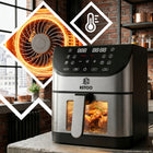 Frytkownica beztłuszczowa AIR fryer frytownica duża misa 8l XXL mocna 1800W srebrny