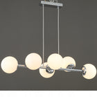Lampa wisząca sufitowa żyrandol kule chrom nowoczesna Led mleczna szklane klosze, 6 punktów światła, gwint E27, do