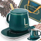 Zestaw kubek podgrzewany podstawka podgrzewacz wody herbaty kawy prezent ceramiczny 340 ml do napojów