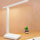 LAMPKA BIURKOWANOCNA LED NA BIURKO AKUMULATOR REGULOWANA SKŁADANA DO NAUKI lampa stołowa, ściemniana, biała, 35 cm, do