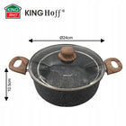 Garnek do frytek 24 cm / 4 L z koszykiem i pokrywką, KINGHoff KH-1985 frytownica domowa do smażenia, powłoka marmurowa