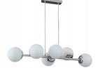 Lampa wisząca sufitowa żyrandol kule chrom nowoczesna Led mleczna szklane klosze, 6 punktów światła, gwint E27, do