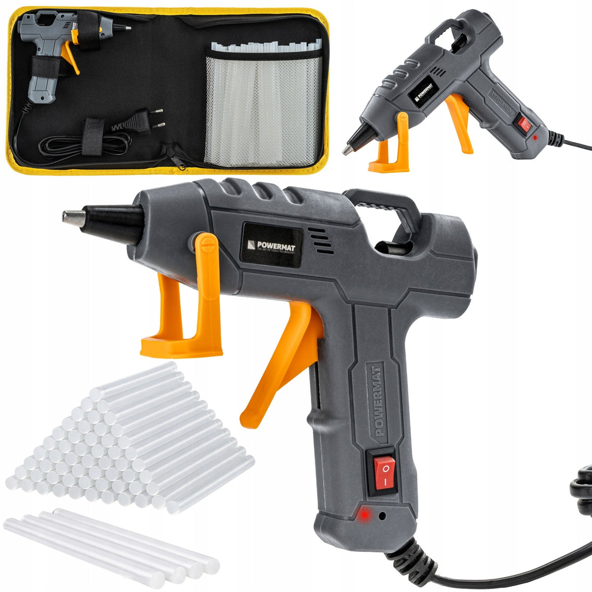 Pistolet do kleju Powermat 7 100 W aplikator do klejenia na gorąco, klejarka elektryczna, temperatura 220°C, do