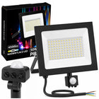 Naświetlacz LED 50W Halogen z czujnik ruchu Zmierzchu 4500lm 4000K Czujka lampa zewnętrzna IP44, reflektor do ogrodu