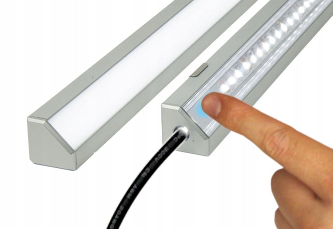 Oświetlenie LED podszafkowe kątowe do 200cm włącznik + dotykowy ściemniacz lampka meblowa do kuchni, 1 m, 12 V DC