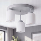 Lampa Sufitowa Żyrandol Plafon Szara Cementowa 3xSzklane Klosze Urban Gray oprawa wisząca E27, metalowa, do salonu i