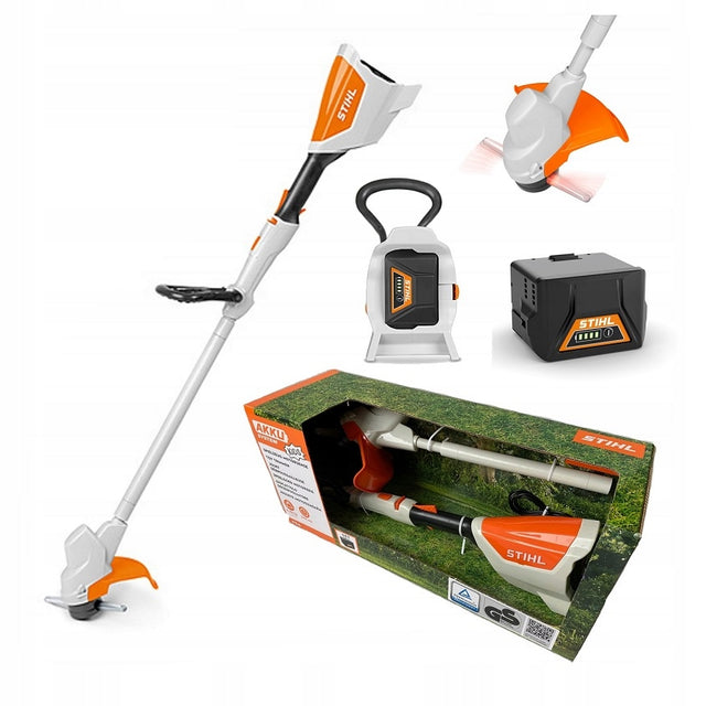 Zabawka kosa akumulatorowa Stihl podkaszarka ogrodowa dla dzieci, sprzęt do zabawy w ogród kosiarka zabawkowa dla malucha, imitacja pracy w ogrodzie