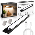 Lampka nocna LED 30cm z czujnikiem ruchu lampa podszafkowa do mebli czarna oświetlenie szafy akumulatorowe USB 265 lm