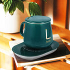 Zestaw kubek podgrzewany podstawka podgrzewacz wody herbaty kawy prezent ceramiczny 340 ml do napojów