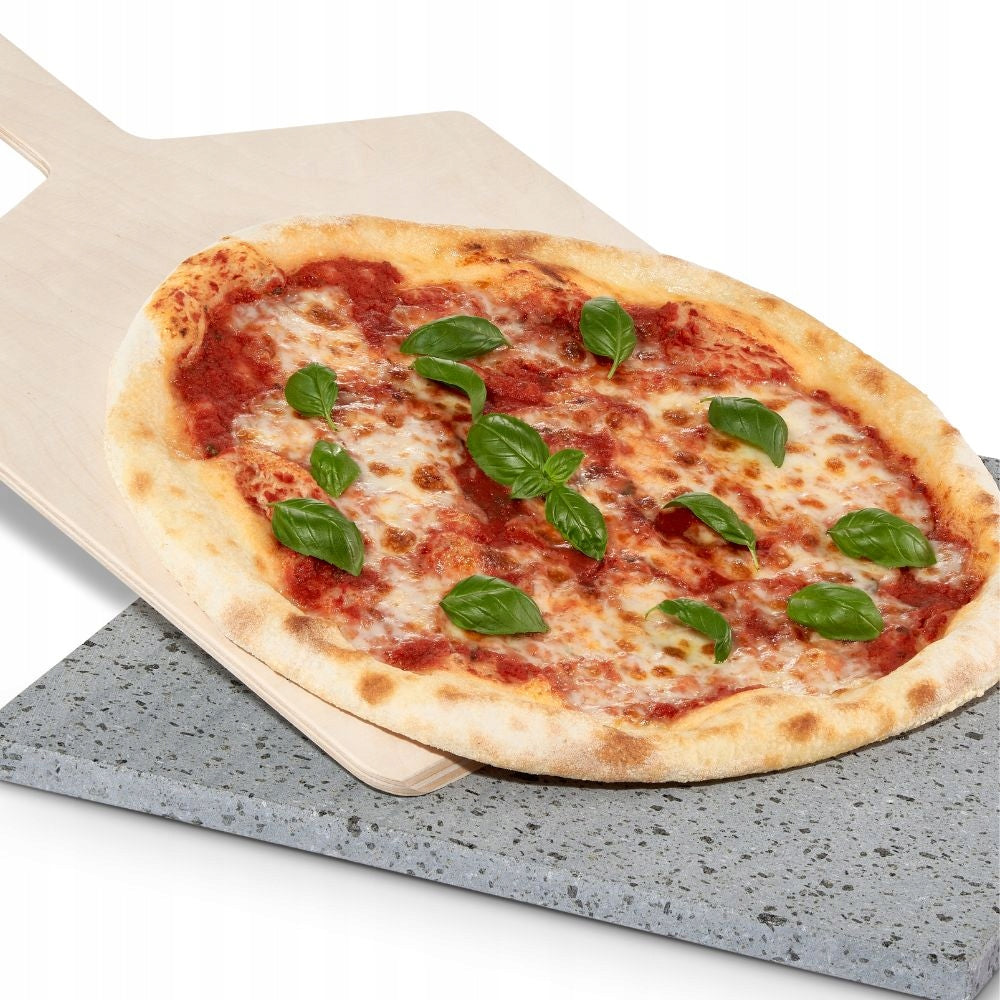 Wulkaniczny kamień do pizzy z etny 38x32+SZUFLA kamień do pieczenia 38 cm z 18 sztuk