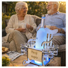 Prezent na Urodziny Emeryture Fotel Bujany na Alkohol LED Kieliszki grawer stojak na trunki, ozdoba do barku, gadżet