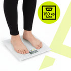 Waga łazienkowa elektroniczna 150kg szklana biała LCD slim precyzyjna biały