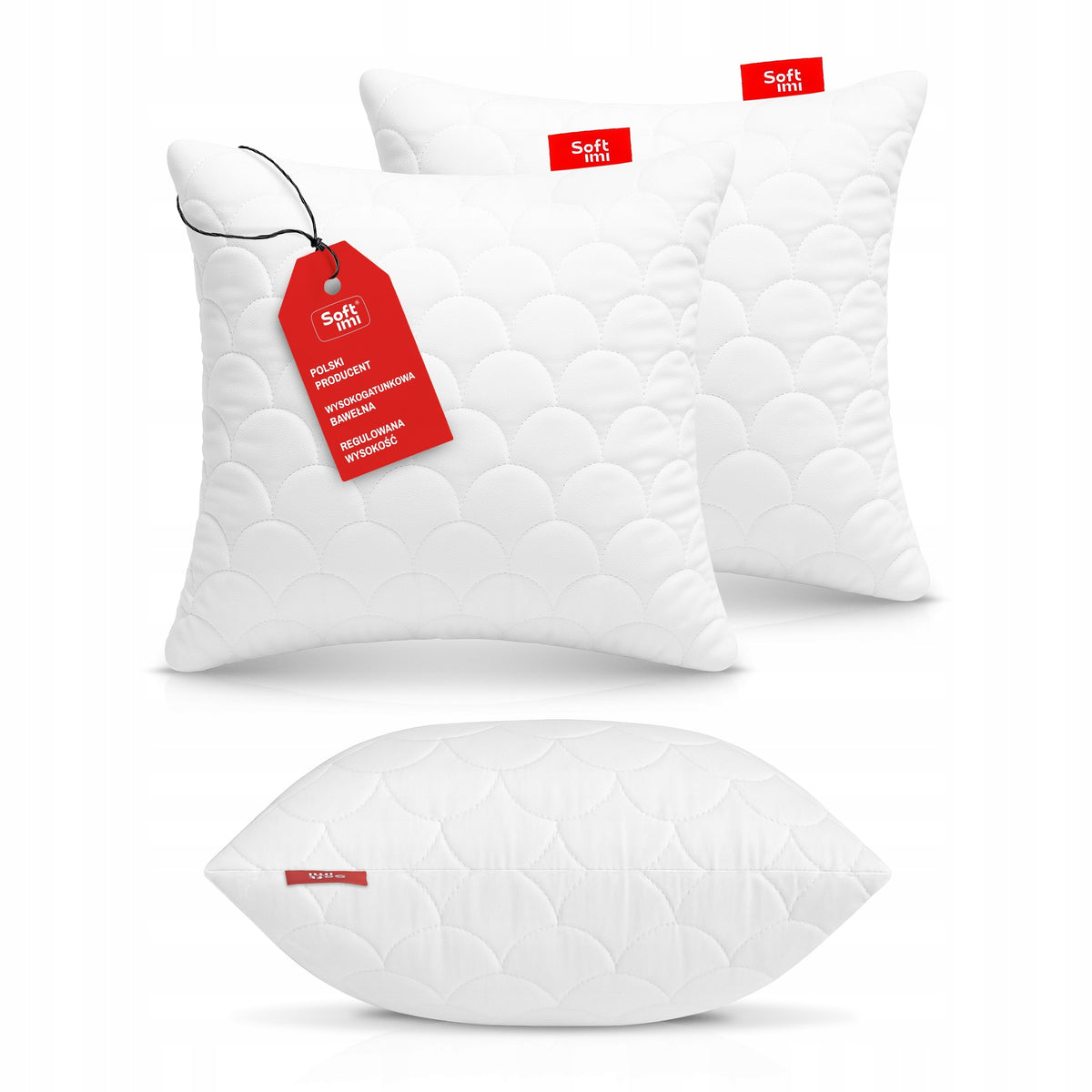 2X poduszka antyalergiczna 45X45 pikowana gruba na zamek jasiek do spania wkład z włókien silikonowych 280 g