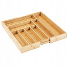 Wkład do szuflady na sztućce GreenBlue 43 x 50 cm organizer kuchenny bambusowy brązowy, 9 przegródek, noże, widelce
