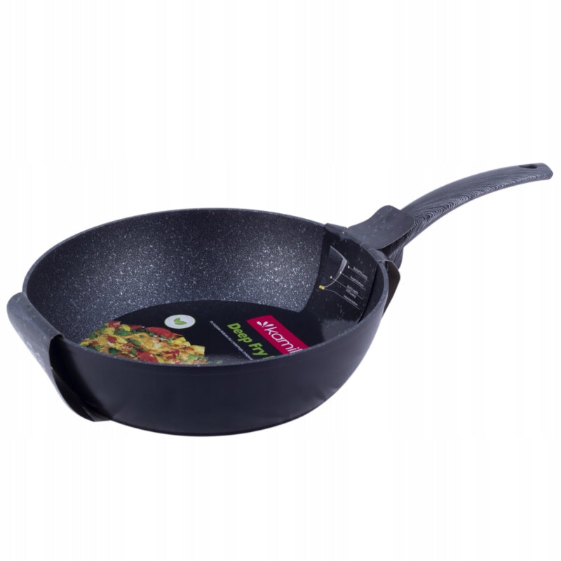 Patelnia marmurowa gruba głęboka WOK 28 CM indukcj do smażenia i duszenia, można myć w zmywarce