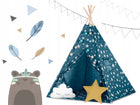 Tipi namiot wigwam dla dzieci teepee Poduszki Lampki Pokrowiec Nukido iglo do zabawy, niebieska kryjówka 120x190 cm, od