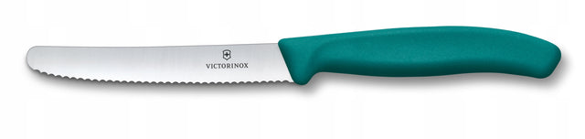 Nóż do pomidorów victorinox 6.7834 do warzyw i owoców pikutek turkusowy ząbkowane ostrze 11 cm, plastikowa rękojeść