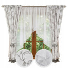 Komplet Firana i Zasłony BOHO Kwiaty Szare Frędzle Żabki Tunel 400x150 woalowa dekoracja okienna do salonu i sypialni