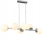 Lampa wisząca sufitowa żyrandol kule chrom nowoczesna Led mleczna szklane klosze, 6 punktów światła, gwint E27, do