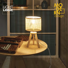 Lampka nocna stołowa LIGHTLOGIC LL VERNOK TL E14 bambus do LED boho eko lampa przyłóżkowa, abażur 16,5 cm, wysokość 31