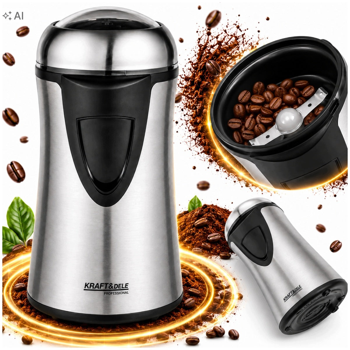 Młynek do kawy elektryczny do mielenia mocny orzechów przypraw grinder 300W 60 g 300 w metal, tworzywo sztuczne