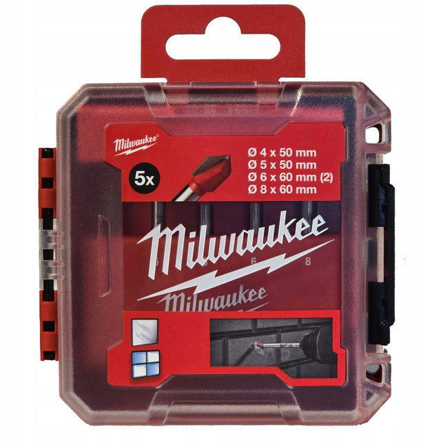 Milwaukee Zestaw 5 wierteł do szkła/płytek ceramicznych 4932479948 gresu glazury 6 mm długość 50 mm mocowanie walcowe