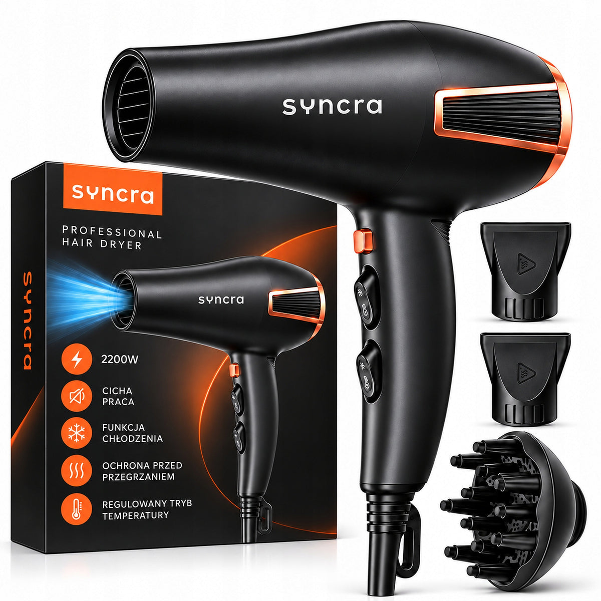 Suszarka do włosów z jonizacją mocna 2200W + zimny nawiew profesjonalna PRO 2200 w