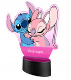Lampka Nocna z Nadrukiem Bajka Stitch Angel Grawer Twoje Imię Prezent LED oświetlenie dekoracyjne do pokoju dziecięcego