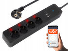 Inteligentny przedłużacz sieciowy listwa zasilająca wifi 1,5m czarna USB gniazdo smart, 4 gniazda, sterowanie
