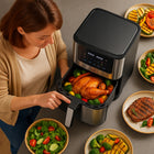 Frytkownica beztłuszowa AIR fryer voksar K11 XXL 8l 12w1 1800W + przepisy beztłuszczowa srebrny/szary