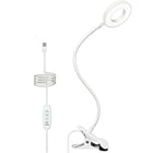 Lampka do czytania książek LED nocna USB z klipsem na biurko elastyczna lampa stołowa, biała, 50 cm, zasilanie sieciowe