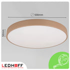 Plafon sufitowy Lampa LED Kaszmirowa 50cm Okrągła 50W do pokoju BEŻ mocna oprawa oświetleniowa, neutralna barwa
