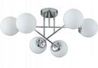 Lampa wisząca sufitowa żyrandol kule chrom nowoczesna Led mleczna plafon do salonu i sypialni, 6-punktowa, szklane