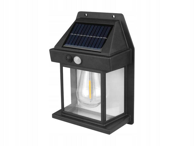 Lampa solarna kinkiet żarówka LED elewacyjna ogrodowa zewnętrzna mocna z czujnikiem ruchu, regulowana jasność, do oświetlenia posesji
