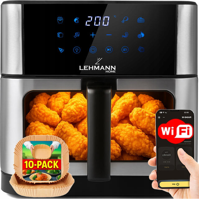 Frytkownica beztłuszczowa airfryer frytownica duża 12 programów 10l 1800W srebrny/szary