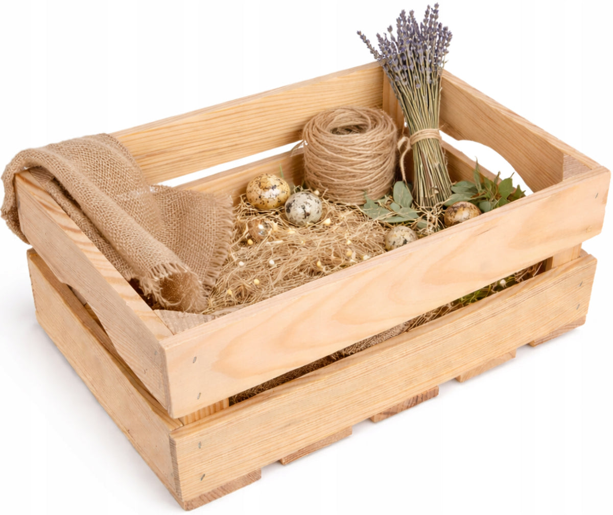 Pojemnik pudełko skrzynka drewniana 30x20 prezent ozdobne organizer na drobiazgi, do przechowywania, beżowo-brązowa