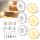 6X mini lampka USB lampa 8 LED z czujnikiem ruchu do oświetlenie szafki podświetlenie mebli, ciepła barwa, okrągła