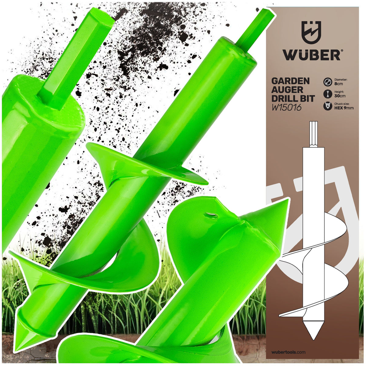 ŚWIDER WIERTŁO OGRODOWE DO WKRĘTARKI WIERTNICY SADZENIA ZIEMI 8x30 WUBER