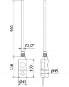 Grzejnik łazienkowy elektryczny pionowy Mexen Mars 1200x600 wodny czarny 600 mm 1200 mm grzewcza