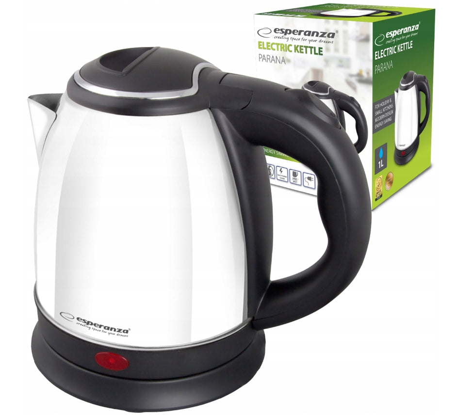 Czajnik Biały Stal Nierdzewna Kompaktowy 1l 1350W esperanza EKK128W parana 1 l 1350 w metal, tworzywo sztuczne