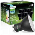 10x Żarówka LED GU10 6W biała zimna 6500K mocna niemrugająca premium czarna reflektor 600 lm do lamp i opraw punktowych
