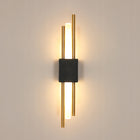 LAMPA ŚCIENNA CZARNA KINKIET LED ZŁOTY LOFT NOWOCZESNA DO SALONU 10W 3000K oprawa metalowa dwupunktowa, wysokość 40 cm