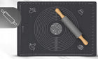 Stolnica silikonowa duża mata XXL 70x50 cm + wałek silikonowy do ciasta podkładka do wałkowania i wyrabiania, składana