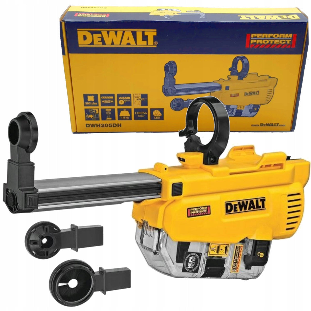 SYSTEM ODCIĄG DO ODSYSANIA PYŁU ODSYSACZ SDS 18V DeWALT XR DWH205DH przystawka odpylająca do młotowiertarki, wiercenie